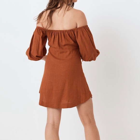 NWT Spell & the Gypsy Rani Mini Dress Rust Linen S - Picture 2 of 14